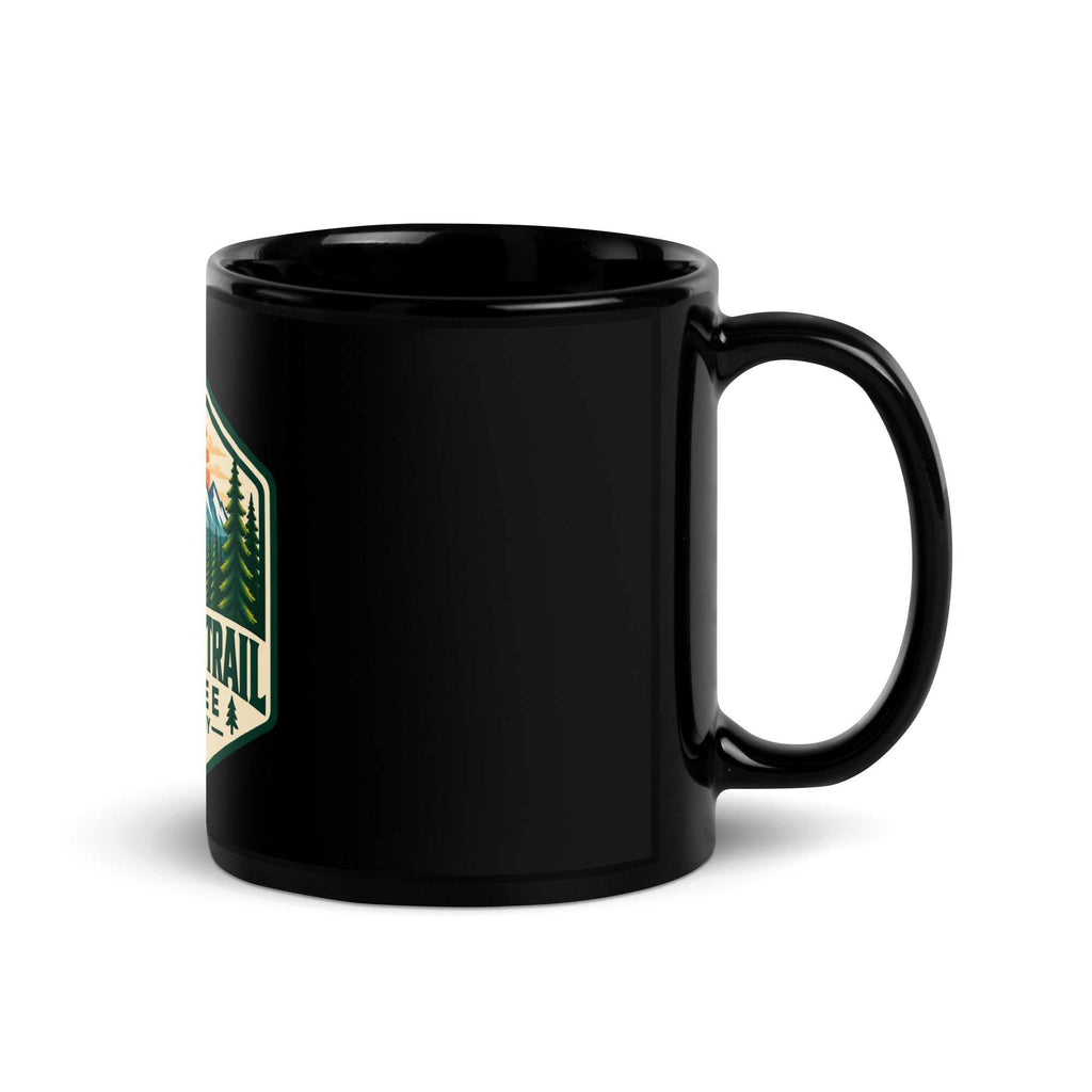 Black glossy ceramic mug with sleek design, 11 oz and 15 oz sizes, dishwasher and microwave safe