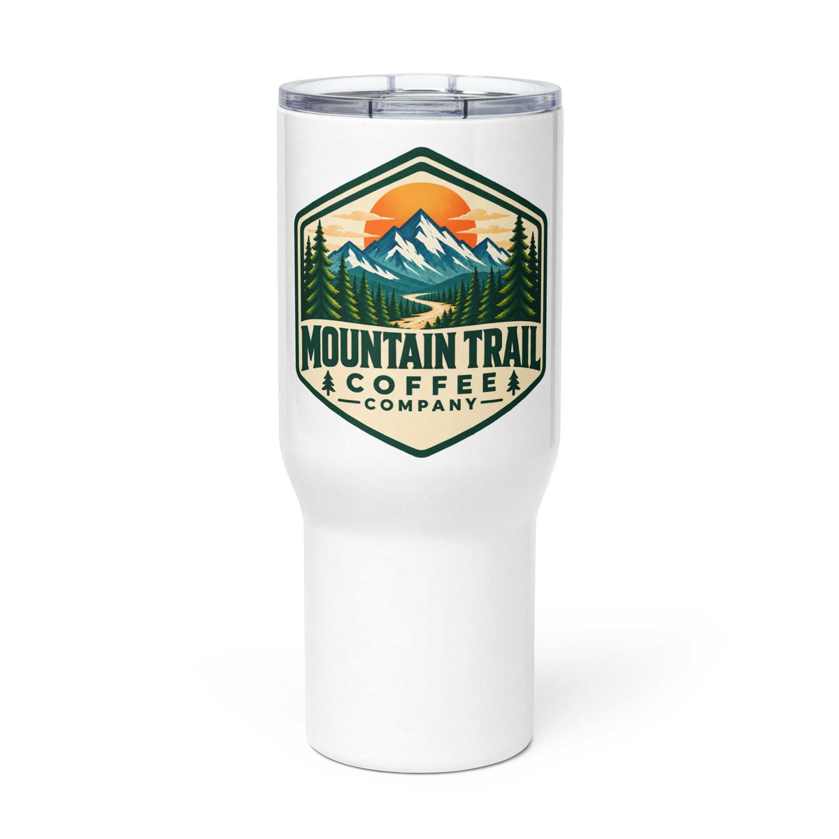 Stainless steel travel mug with handle, spill-proof lid, and sleek design for on-the-go use