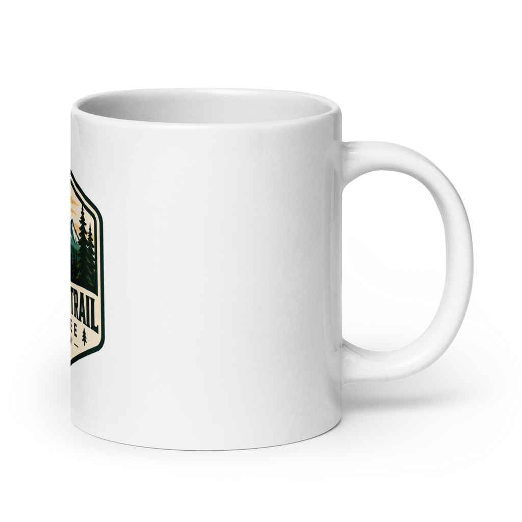 White glossy ceramic mug with vivid print, microwave and dishwasher safe
